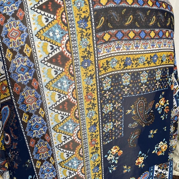 NAÏF Boho Style Women’s Open Front Blue Paisley Kimono Size Medium - Picture 11 of 14